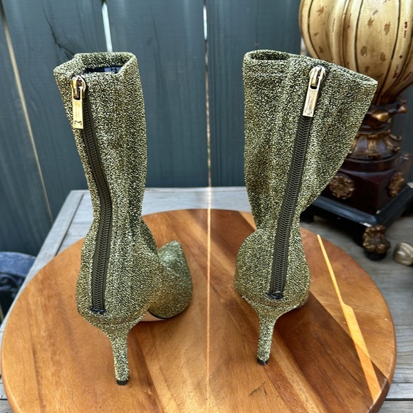 Newish Marc Fisher LTD Breezy Gold Glitter Boots - Sz 5M - Picture 4 of 11
